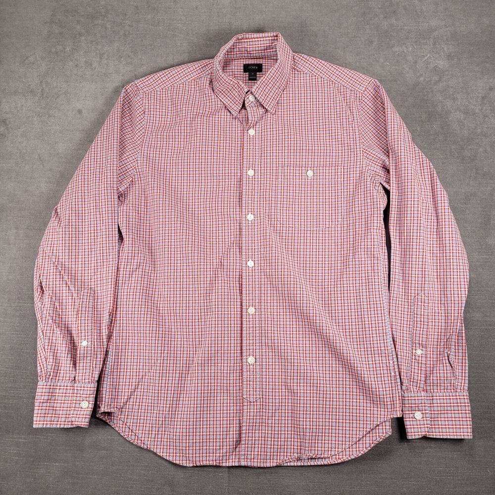 J Crew Vintage‎ Red Gray Plaid Button Up Shirt Long Sleeve Mens Size Medium